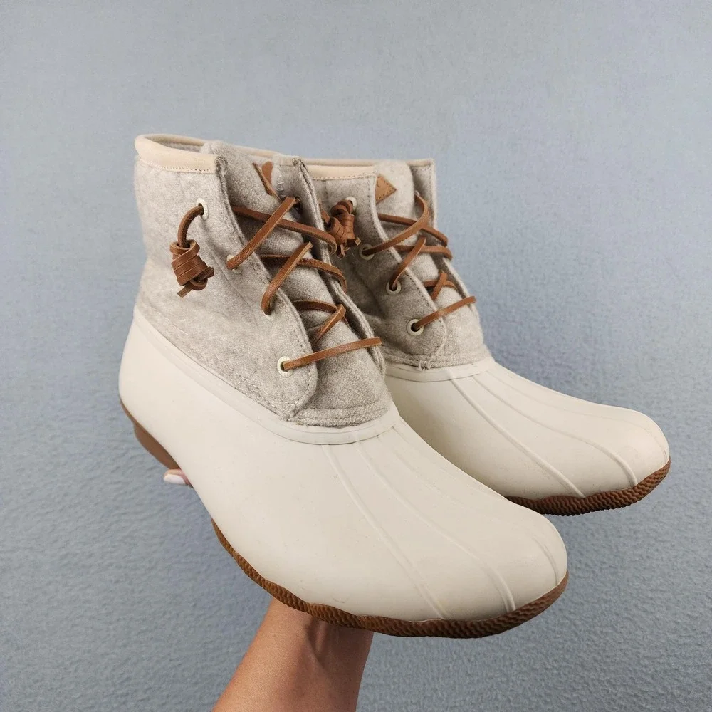 Sperry Boots Womens Size 11 Gray Wool Waterproof Duck Snow Thinsulate STS82473